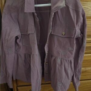 Mystic Mauve Utility Jacket with Roses Embroidery